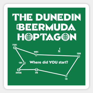 Dunedin Beermuda Hoptagon 2 sided (white ink) Magnet